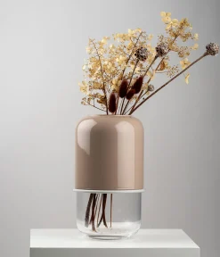 Kapseli maljakko beige/kirkas