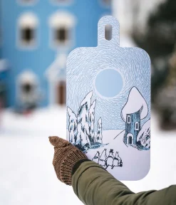 Muumi Chop & Serve -leikkuu-/tarjoilulauta Talvi Muumilaaksossa 23x44cm