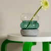 Rinkeli kynttilälyhty/maljakko sinivihreä 12cm
