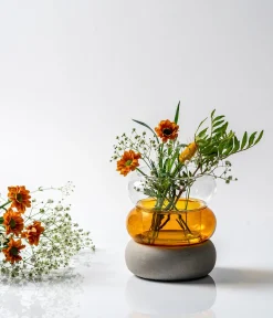 Rinkeli kynttilälyhty/maljakko meripihka 12cm