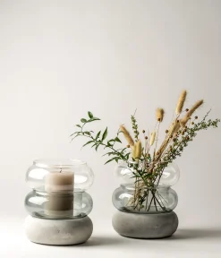 Rinkeli kynttilälyhty/maljakko harmaa 18,5cm
