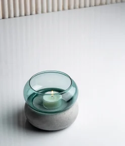 Rinkeli kynttilälyhty/maljakko sinivihreä 12cm